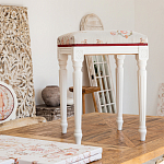 Банкетка одноместная из массива бука бежевая с растительным орнаментом Raffael Beige Floral Banquette варинант исполнения - 6 | Loft Concept в Липецке