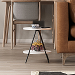 Стол приставной с 2-мя круглыми белыми столешницами ESSEL SIDE TABLE WHITE варинант исполнения - 10 | Loft Concept в Липецке