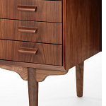 Дизайнерский письменный стол округлой формы с 4-мя ящиками и дверкой с полочками Rili варинант исполнения - 5 | Loft Concept в Липецке