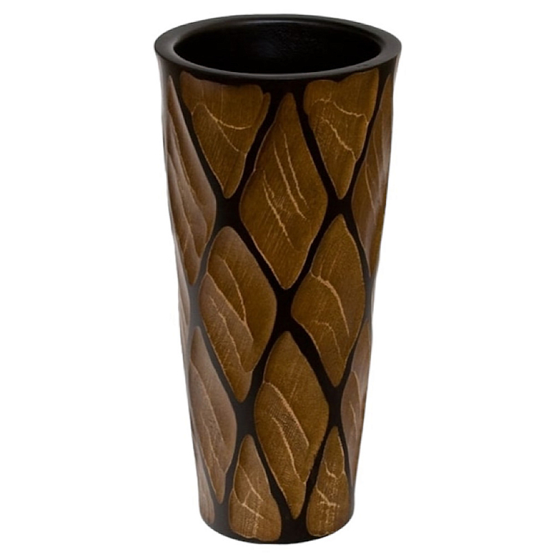 Ваза деревянная Vase of Thailand Коричневый Черный в Липецке | Loft Concept 