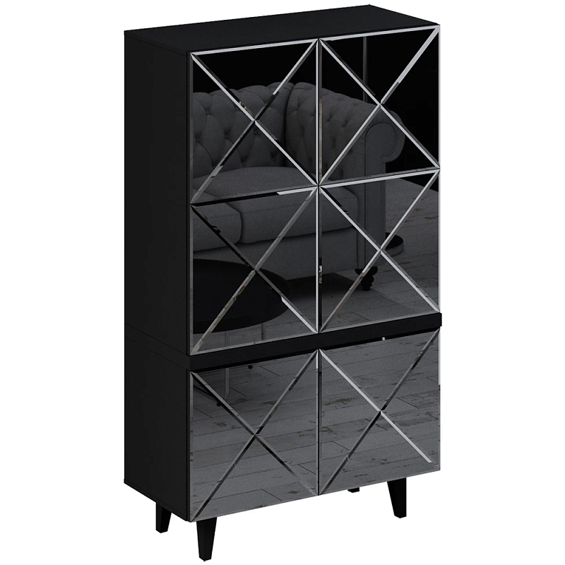 Шкаф-буфет Arden Mirror Cupboard Зеркало Белый Черный Шкаф-буфет Arden Mirror Cupboard Зеркало Белый Черный в Липецке | Loft Concept