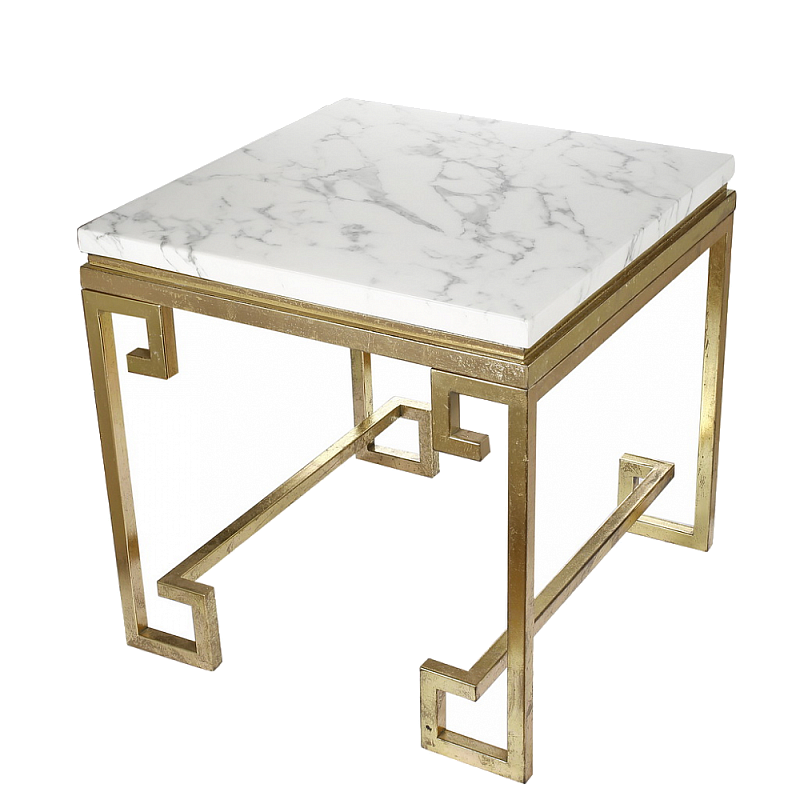 Приставной стол Golden Meander Side Table Белый Золотой Приставной стол Golden Meander Side Table Белый Золотой в Липецке | Loft Concept