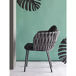 Стул мягкий с декором в виде плетеных лент на спинке и подлокотниках Semicircular Chair Decorated with Ribbons варинант исполнения - 2 | Loft Concept в Липецке