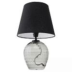 Настольная лампа с черным тканевым абажуром и фактурным прозрачным основанием Black Cone варинант исполнения - 2 | Loft Concept в Липецке