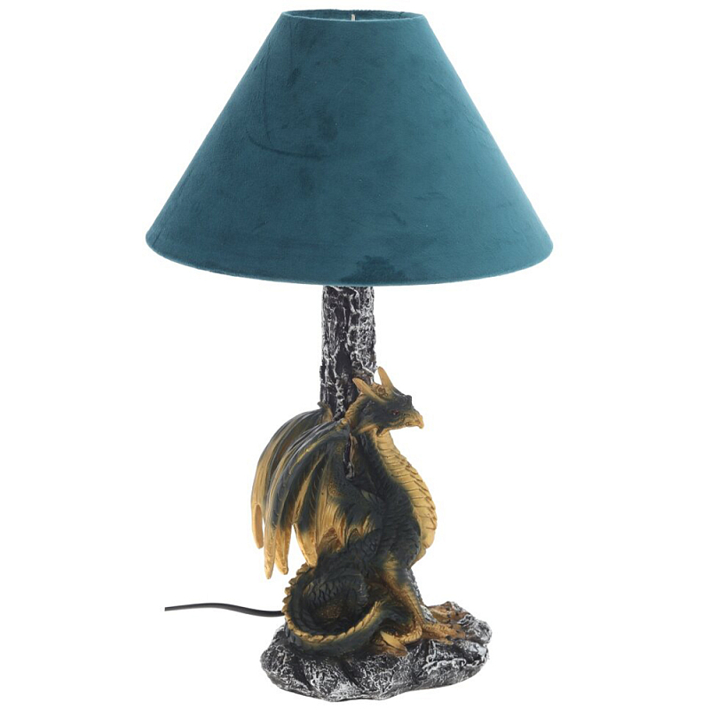 Настольная лампа Дракон Dragon Black Gold Table Lamp Синий Абажур Синий Золотой Черный Мульти Настольная лампа Дракон Dragon Black Gold Table Lamp Синий Абажур Синий Золотой Черный Мульти в Липецке | Loft Concept