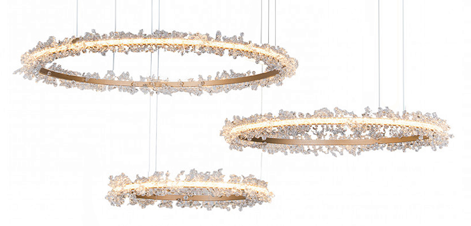 Люстра Crystal round chandelier Люстра 3 кольца Матовое Золото Люстра Crystal round chandelier Люстра 3 кольца Матовое Золото - Loft-Concept в Липецке