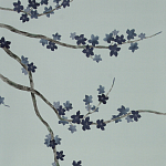 Обои ручная роспись Cherry Tree Original colourway on Adam Grey dyed silk варинант исполнения - 1 | Loft Concept в Липецке