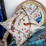 Подушка декоративная с изображением птиц в саду Beige Chinoiserie Birds in the Peach Orchard Cushion варинант исполнения - 2 | Loft Concept в Липецке