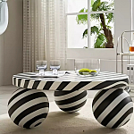 Дизайнерский журнальный стол круглый в чёрно-белую полоску Mypel варинант исполнения - 2 | Loft Concept в Липецке