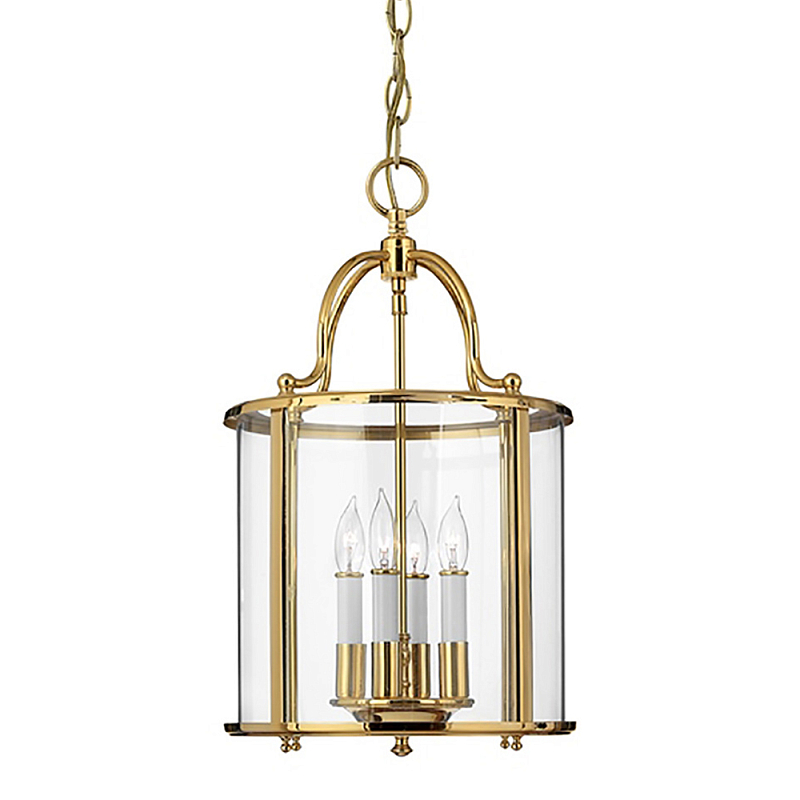 Подвесной светильник с прозрачным стеклянным цилиндрическим плафоном в классическом стиле на цепи Hinkley Латунь Прозрачное Стекло Олово Никель в Липецке | Loft Concept 