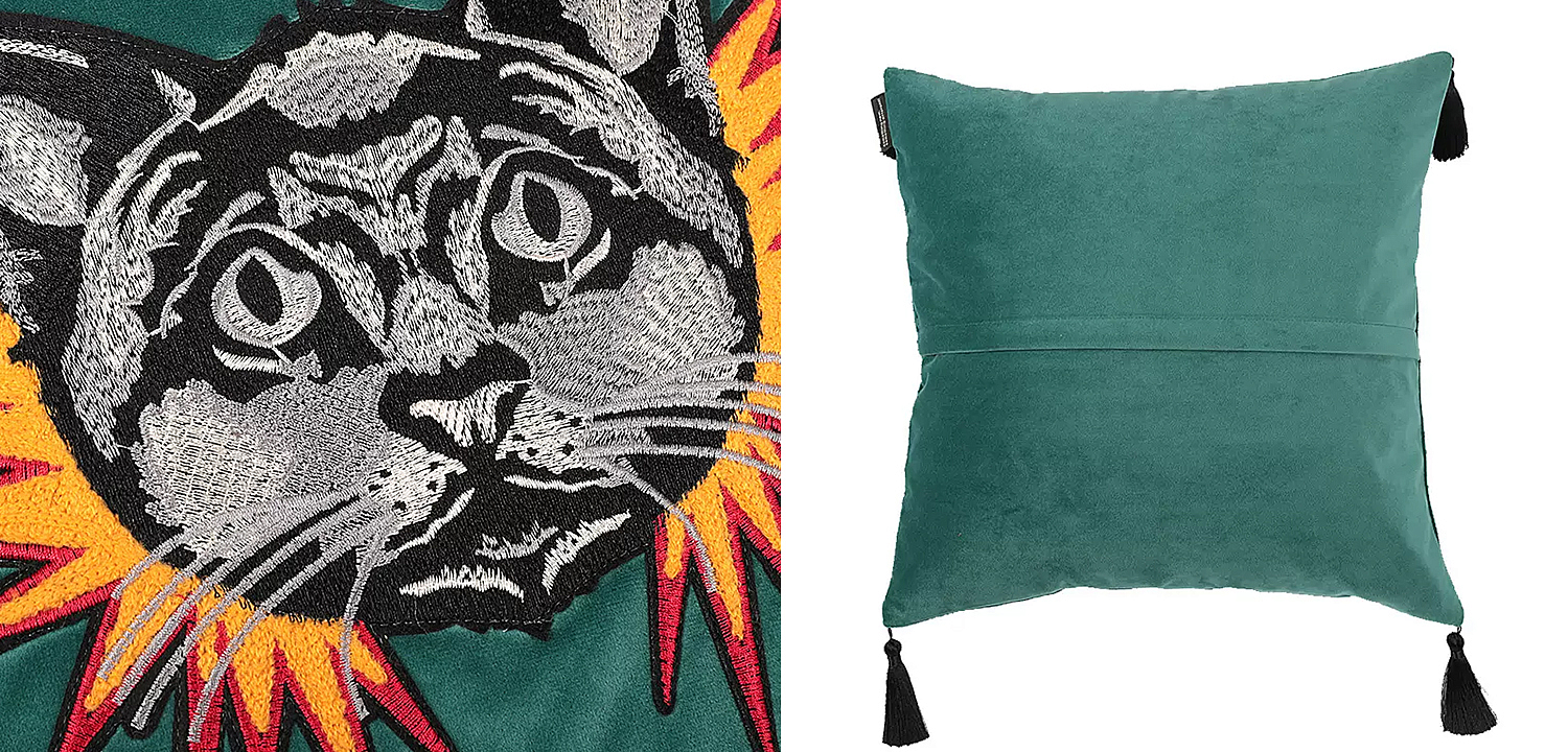 Декоративная подушка с вышивкой Стиль Gucci Cat Cushion Декоративная подушка с вышивкой Стиль Gucci Cat Cushion - Loft-Concept в Липецке