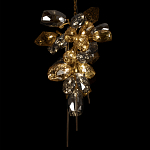 Люстра подвесная вытянутой формы с плафонами из стекла и металла с двумя вертикальными подвесками Gilded Mirage  варинант исполнения - 8 | Loft Concept в Липецке