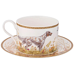 Чайная пара из фарфора с изображением собаки и уток 300 мл Hunting Porcelain Collection варинант исполнения - 1 | Loft Concept в Липецке