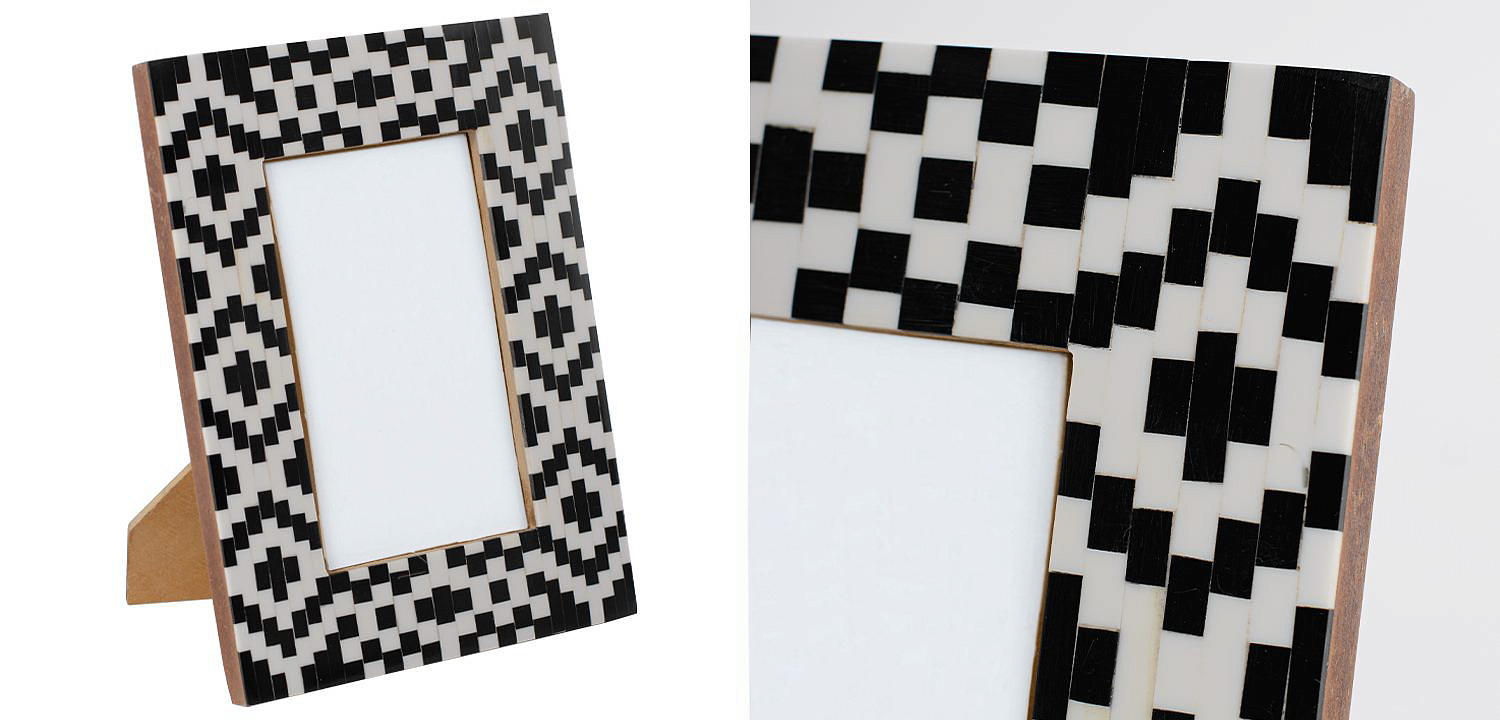 Фоторамка кость Black&white Indian Bone Inlay photo frame Фоторамка кость Black&white Indian Bone Inlay photo frame - Loft-Concept в Липецке