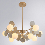 Люстра на штанге с 10-ю белым шарообразным плафоном и декоративными металлическими элементами в виде лепестков серого цвета Matisse варинант исполнения - 2 | Loft Concept в Липецке