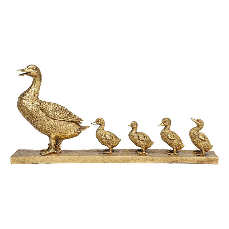 Статуэтка Утка с утятами Golden Duck Золотой Статуэтка Утка с утятами Golden Duck Золотой в Липецке | Loft Concept