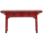 Деревянная консоль в китайском стиле с 2-мя ящиками с резным декором красная Yan Chinese Console Table варинант исполнения - 1 | Loft Concept в Липецке