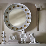 Зеркало белое с круглыми золотыми декоративными элементами Prince of the Church варинант исполнения - 3 | Loft Concept в Липецке