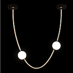 Подвесной светильник в форме дуги с белыми шарообразными плафонами Flos Wireline Lighting варинант исполнения - 3 | Loft Concept в Липецке