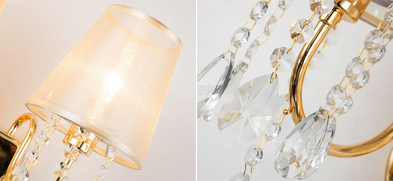 Двойное бра золотого цвета с хрустальным декором Dainty Light Двойное бра золотого цвета с хрустальным декором Dainty Light - Loft-Concept в Липецке