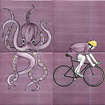 Плитка с узором Осьминог велосипедист варинант исполнения - 1 | Loft Concept в Липецке