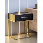 Приставной столик с резным узором на выдвижном ящике Black Table Carved Pattern варинант исполнения - 7 | Loft Concept в Липецке