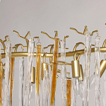 Люстра линейная золотого цвета с декоративными ветвями и длинными стеклянными подвесками в форме сосулек Droplet Chandelier варинант исполнения - 8 | Loft Concept в Липецке