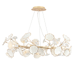 Люстра круглая с белыми лепестками из керамики и прозрачными хрустальными цветками Диаметр 82 см Wintery flovers варинант исполнения - 3 | Loft Concept в Липецке