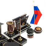 Настольный письменный набор с часами из природного камня обсидиана Peace Contract варинант исполнения - 5 | Loft Concept в Липецке