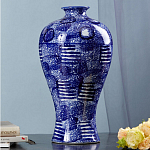 Ваза из фарфора сине-белого цвета Blue & White Ornament  варинант исполнения - 4 | Loft Concept в Липецке