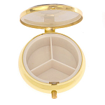 Таблетница карманная круглая с 3-мя отделениями и накладкой из натурального камня Серафинит Gold Stone Pillboxes варинант исполнения - 3 | Loft Concept в Липецке