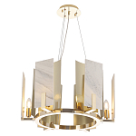 Люстра подвесная круглая с мраморными прямоугольными вставками и золотым основанием Диаметр 55 см Marble square Chandelier варинант исполнения - 1 | Loft Concept в Липецке
