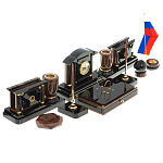 Настольный письменный набор с часами из природного камня обсидиана Peace Contract варинант исполнения - 2 | Loft Concept в Липецке