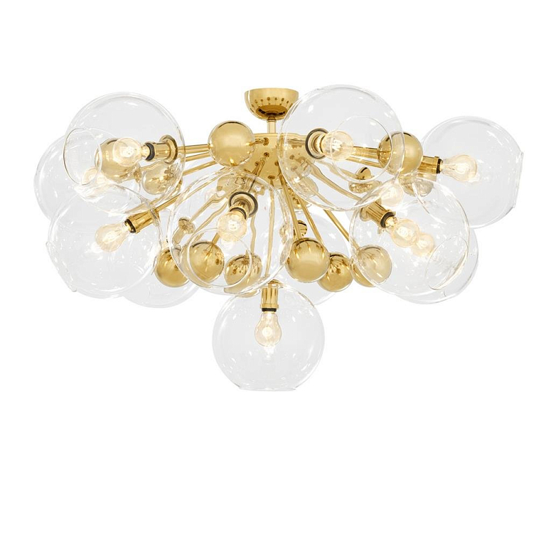 Потолочный светильник Eichholtz Ceiling Lamp Soleil Gold Глянцевое золото Прозрачное Стекло Потолочный светильник Eichholtz Ceiling Lamp Soleil Gold Глянцевое золото Прозрачное Стекло в Липецке | Loft Concept