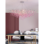 Люстра овальная с розовыми стеклянными подвесками в форме капель FAIRYTREE Light варинант исполнения - 4 | Loft Concept в Липецке