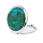 Зеркало карманное складное круглое из натурального камня Малахит с Хризоколлой в подарочной упаковке Silver Stone Mirrors варинант исполнения - 2 | Loft Concept в Липецке