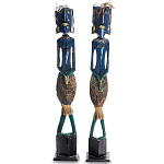 Комплект из 2-х деревянных статуэток Asmat Tall Statuettes Blue Green варинант исполнения - 1 | Loft Concept в Липецке