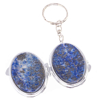 Зеркало брелок карманное двухстороннее из натурального камня Лазурит Stone Mirrors варинант исполнения - 2 | Loft Concept в Липецке