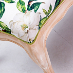 Банкетка из натурального бука золотистая с изображением птиц и цветов Blooming Birds варинант исполнения - 2 | Loft Concept в Липецке