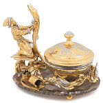 Икорница с декором "Емеля" с гравировкой на подставке из натурального камня Агат Decorative Cavair Dishes варинант исполнения - 1 | Loft Concept в Липецке