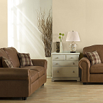 Настольная лампа с фарфоровым основанием бежевого цвета с рисунком и плиссированным абажуром на темной подставке Elstead Lighting варинант исполнения - 11 | Loft Concept в Липецке