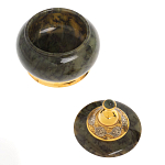 Икорница с крышкой с гравировкой из натурального камня Нефрит Decorative Cavair Dishes варинант исполнения - 7 | Loft Concept в Липецке