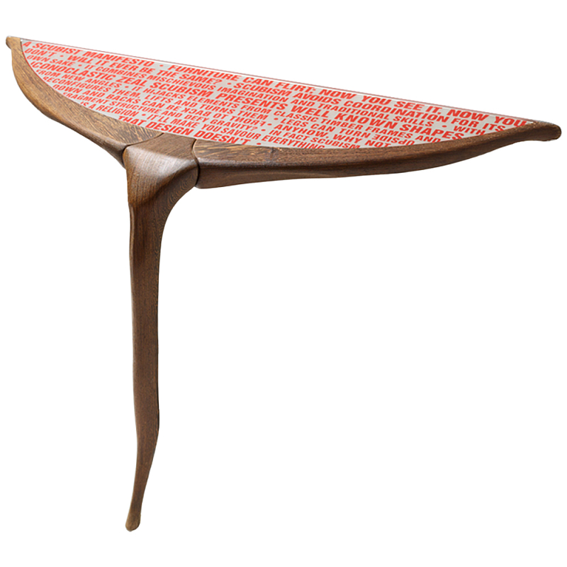 Дизайнерская консоль деревянная на одной ножке Poltronova Gallino Connsole Table Коричневый Прозрачный Красный Дизайнерская консоль деревянная на одной ножке Poltronova Gallino Connsole Table Коричневый Прозрачный Красный в Липецке | Loft Concept