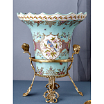 Ваза из голубого фарфора с рисунком птиц и цветов и декоративными элементами Blue Garden варинант исполнения - 7 | Loft Concept в Липецке