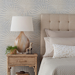 Настольная лампа на прозрачным основании с тканевым конусообразным абажуром Cream варинант исполнения - 2 | Loft Concept в Липецке