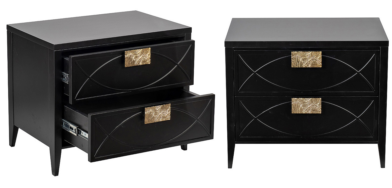 Тумба с 2-мя ящиками Amelie Black Nightstand Черная Тумба с 2-мя ящиками Amelie Black Nightstand Черная - Loft-Concept в Липецке