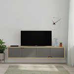 ТВ-тумба подвесная цвета древесины с 4-мя темно-серыми дверцами SPARK TV STAND OAK ANTHRACITE варинант исполнения - 1 | Loft Concept в Липецке