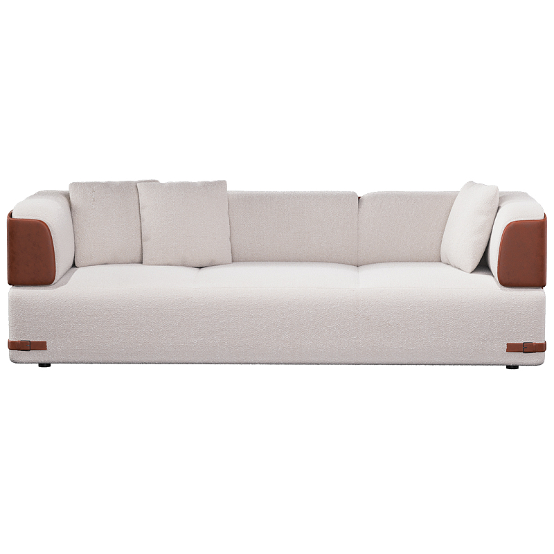 Трехместный диван Richmond с кожаной отделкой Молочный Коричневый в Липецке | Loft Concept 