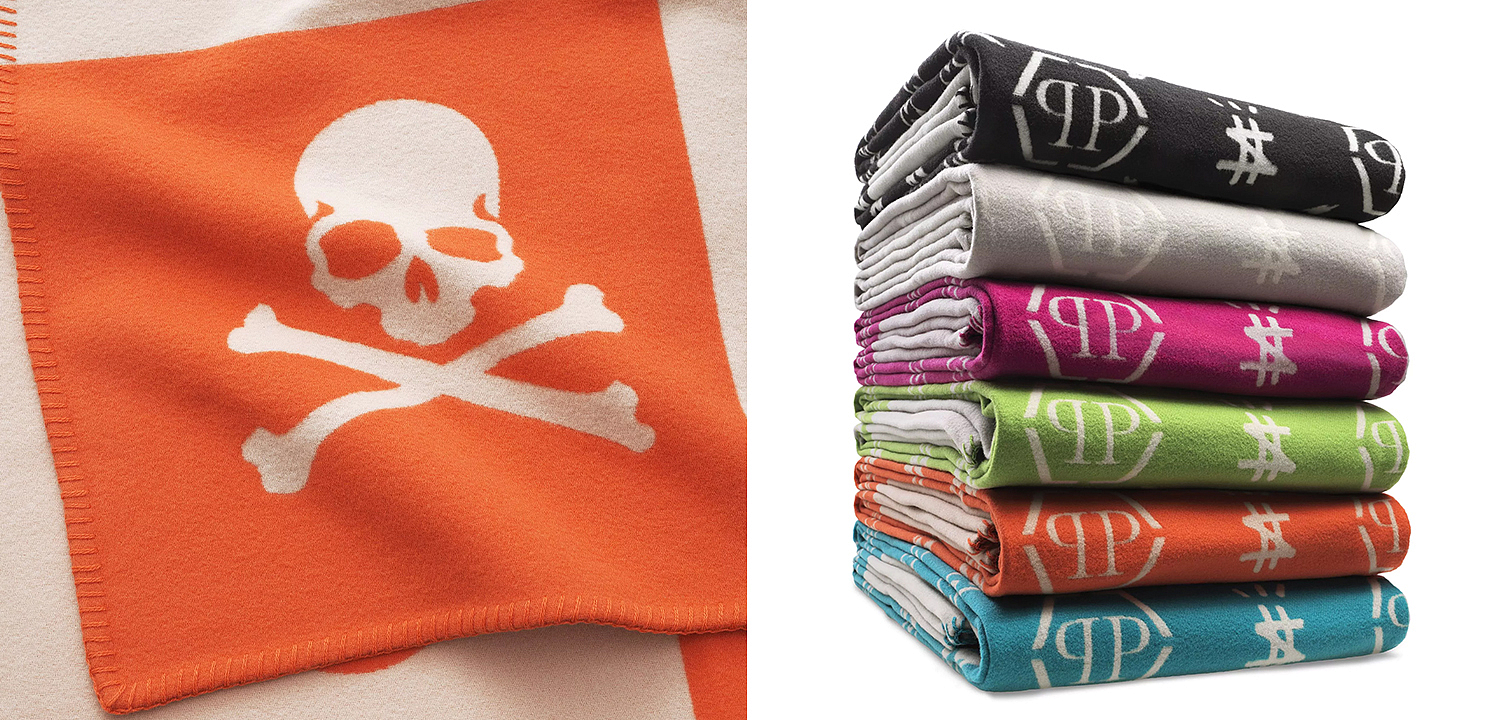 Плед Philipp Plein Plaid Cashmere Skull Orange Плед Philipp Plein Plaid Cashmere Skull Orange - Loft-Concept в Липецке