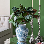 Ваза округлой формы белого цвета с синим растительным узором Blue & White Ornament  варинант исполнения - 4 | Loft Concept в Липецке